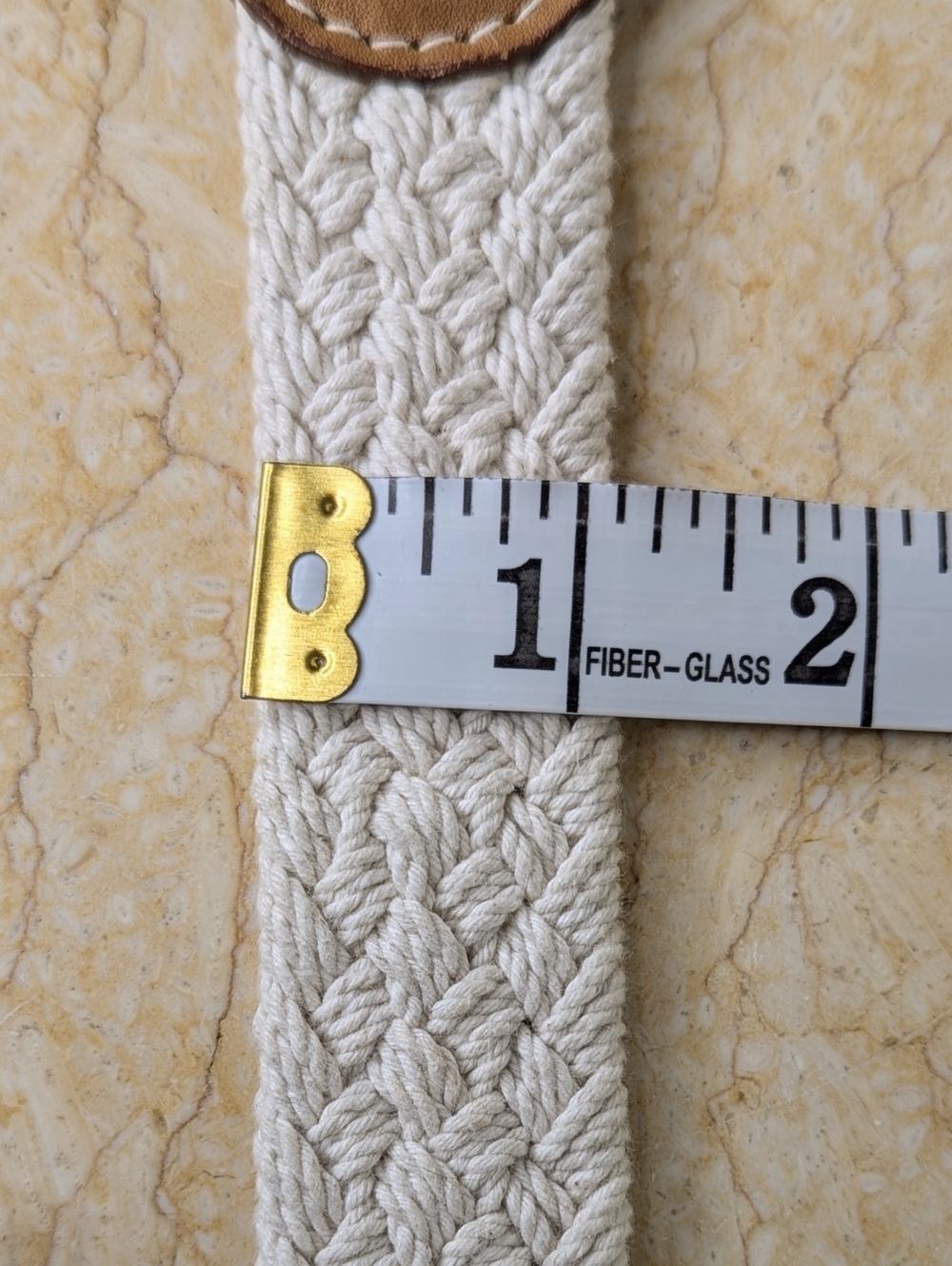 Vintage Off White Braided Brown Leather Belt Gold Tone Buckle Women's S - Picture 8 of 13